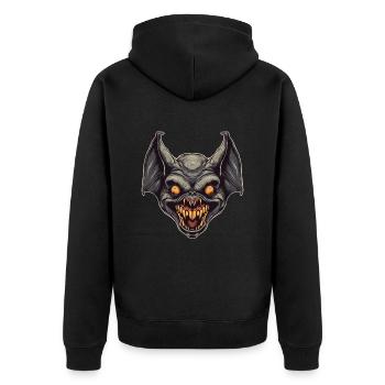 Fledermaus - Unisex Premium Bio Zip Hoodie - Schwarz - Hinten - Nico (187cm)