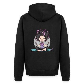 Yoga Lotus Pose - Unisex Premium Bio Zip Hoodie - Schwarz - Hinten - Nico (187cm)