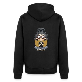 Yoga Lotus Pose - Unisex Premium Bio Zip Hoodie - Schwarz - Hinten - Nico (187cm)
