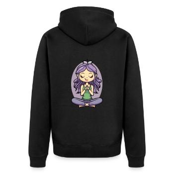 Yoga Lotus Pose - Unisex Premium Bio Zip Hoodie - Schwarz - Hinten - Nico (187cm)