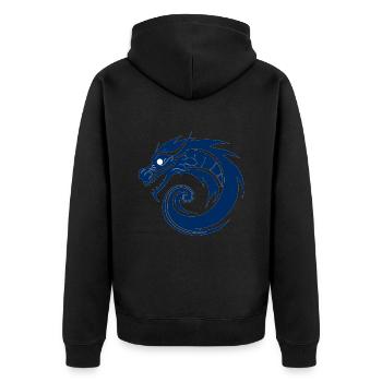 Drachen Asien blau - Unisex Premium Bio Zip Hoodie - Schwarz - Hinten - Nico (187cm)