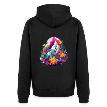 Alpenblume Blume Flower - Unisex Premium Bio Zip Hoodie - Schwarz - Hinten - Nico (187cm)