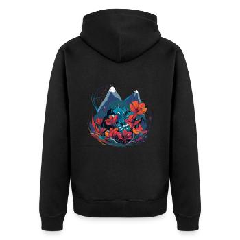 Alpenblume Blume Flower - Unisex Premium Bio Zip Hoodie - Schwarz - Hinten - Nico (187cm)
