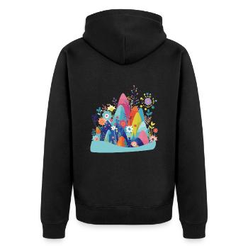 Alpenblumen Blume Flower - Unisex Premium Bio Zip Hoodie - Schwarz - Hinten - Nico (187cm)