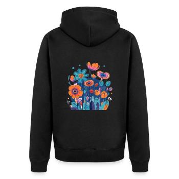 Alpenblumen Blume Flower - Unisex Premium Bio Zip Hoodie - Schwarz - Hinten - Nico (187cm)