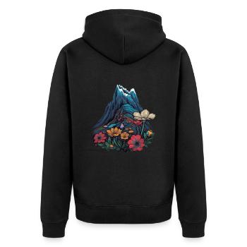 Alpenblume Blume Flower - Unisex Premium Bio Zip Hoodie - Schwarz - Hinten - Nico (187cm)