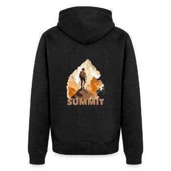 Wandern Frau Berge Summit - Unisex Premium Bio Zip Hoodie - Schwarz - Hinten - Nico (187cm)