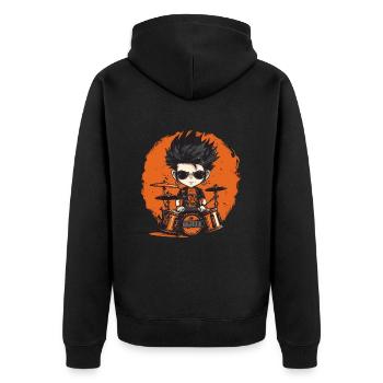 Drummer Punk - Unisex Premium Bio Zip Hoodie - Schwarz - Hinten - Nico (187cm)
