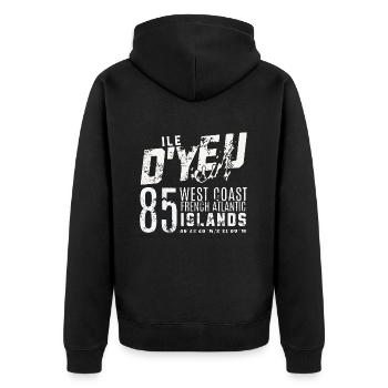 ile d Yeu West Coast French Atlantic Islands - Veste à capuche bio Premium Unisexe - noir - Dos - Nico (187cm)