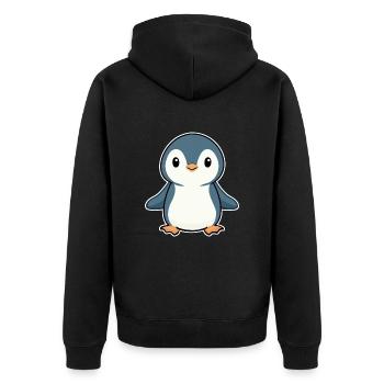 PENGUIN BIRD ANTARCTICA SOUTH POLE BABY ICE WADDLE - Unisex Premium Organic Zip Hoodie - black - Back - Nico (187cm)