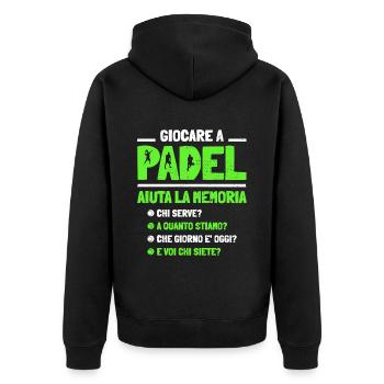 Playing Padel Helps Padel Memory Fun - Unisex Premium Organic Zip Hoodie - black - Back - Nico (187cm)