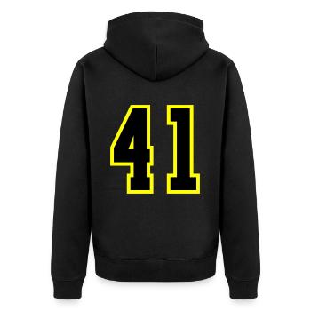 Maillot à 41 numéros - Veste à capuche bio Premium Unisexe - noir - Dos - Nico (187cm)