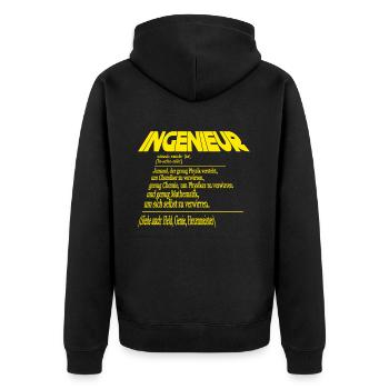 Ingenieur Definition Lustige Ingenieur Sprüche - Unisex Premium Bio Zip Hoodie - Schwarz - Hinten - Nico (187cm)