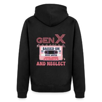 Generation X Humor - Unisex Premium Bio Zip Hoodie - Schwarz - Hinten - Nico (187cm)