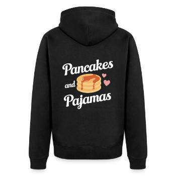 Pancakes Frühstück Essen Pancake - Unisex Premium Bio Zip Hoodie - Schwarz - Hinten - Nico (187cm)
