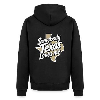 Texas State Texans Texas - Unisex Premium Organic Zip Hoodie - black - Back - Nico (187cm)