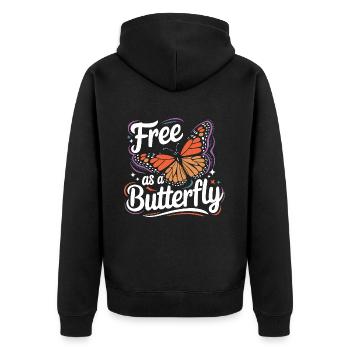 Schmetterling Monarchfalter Bunt Schmetterlinge - Unisex Premium Bio Zip Hoodie - Schwarz - Hinten - Nico (187cm)