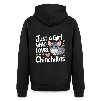 Chinchilla Chinchillas Maus - Unisex Premium Bio Zip Hoodie - Schwarz - Hinten - Nico (187cm)