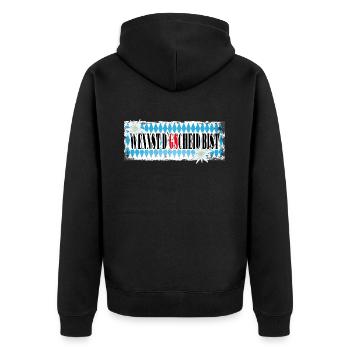 Biker Motorrad Boxer Abenteuer Gentlemen Scrambler - Unisex Premium Bio Zip Hoodie - Schwarz - Hinten - Nico (187cm)