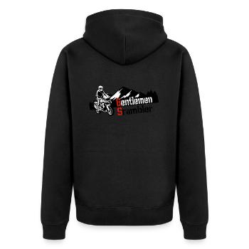 Biker Motorcycle Boxer Adventure Gentlemen Scrambler - Unisex Premium Organic Zip Hoodie - black - Back - Nico (187cm)