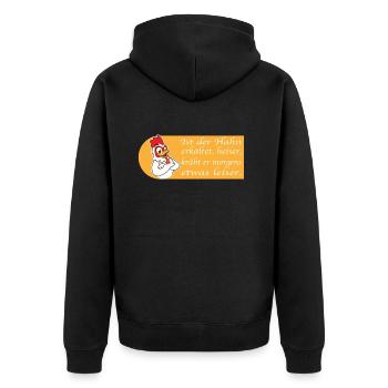 lustiger Spruch Hahn Gockel Hühner Züchter - Unisex Premium Bio Zip Hoodie - Schwarz - Hinten - Nico (187cm)