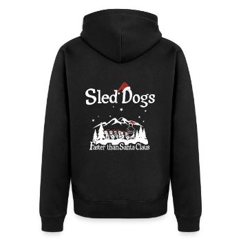 Schlittenhunde sind schneller als Santa Claus - Unisex Premium Bio Zip Hoodie - Schwarz - Hinten - Nico (187cm)