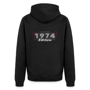 50th Birthday 1974 Limited Edition - Unisex Premium Organic Zip Hoodie - black - Back - Nico (187cm)