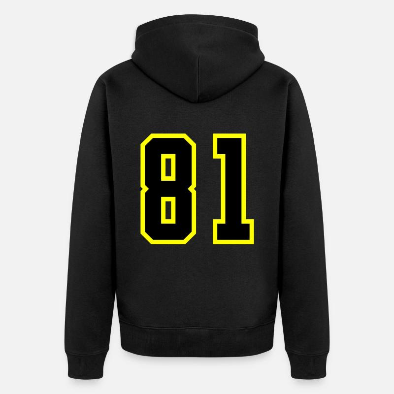 Maillot à numéros 81 - Veste à capuche bio Premium Unisexe - noir