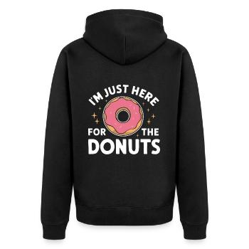 Donut Donuts Süßigkeiten Bagel - Unisex Premium Bio Zip Hoodie - Schwarz - Hinten - Nico (187cm)