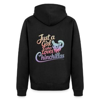 Chinchilla Chinchillas Maus - Unisex Premium Bio Zip Hoodie - Schwarz - Hinten - Nico (187cm)