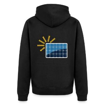 Die Sonne schickt keine Rechnung - Solarenergie - Unisex Premium Bio Zip Hoodie - Schwarz - Hinten - Nico (187cm)