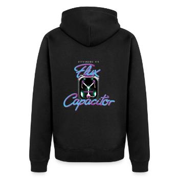 Zurück In Die Zukunft Flux Capacitor - Unisex Premium Bio Zip Hoodie - Schwarz - Hinten - Nico (187cm)