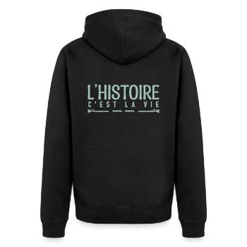 L'histoire c'est la vie. cadeau humoristique. - Veste à capuche bio Premium Unisexe - noir - Dos - Nico (187cm)