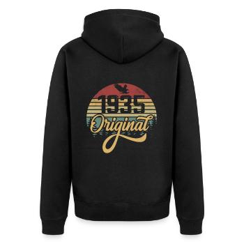 Original 1935 Vintage - 1935 Birthday Gift - Unisex Premium Organic Zip Hoodie - black - Back - Nico (187cm)