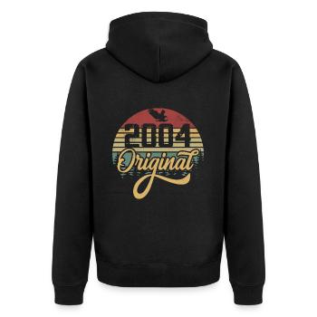 Originaler Jahrgang 2004 – Geburtstagsgeschenk 2004 - Unisex Premium Bio Zip Hoodie - Schwarz - Hinten - Nico (187cm)