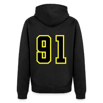 91 Number Jersey - Unisex Premium Organic Zip Hoodie - black - Back - Nico (187cm)