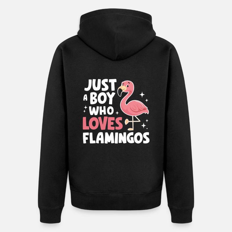Flamant rose animal - Veste à capuche bio Premium Unisexe - noir