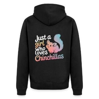 Chinchilla Chinchillas Maus - Unisex Premium Bio Zip Hoodie - Schwarz - Hinten - Nico (187cm)