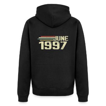 June 1997 Anniversary June 1997 June 1997 Birthday - Unisex Premium Organic Zip Hoodie - black - Back - Nico (187cm)