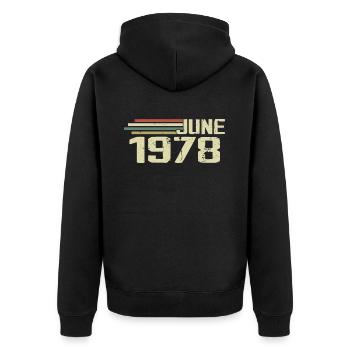 Juin 1978 Anniversaire Juin 1978 Juin 1978 Anniversaire - Veste à capuche bio Premium Unisexe - noir - Dos - Nico (187cm)