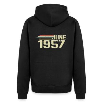 June 1957 Anniversary June 1957 June 1957 Birthday - Unisex Premium Organic Zip Hoodie - black - Back - Nico (187cm)