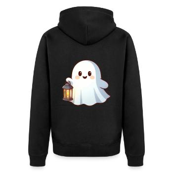 Ghost - Unisex Premium Bio Zip Hoodie - Schwarz - Hinten - Nico (187cm)