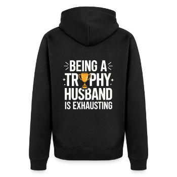 Husband, Spouse, Family, Wedding - Unisex Premium Organic Zip Hoodie - black - Back - Nico (187cm)