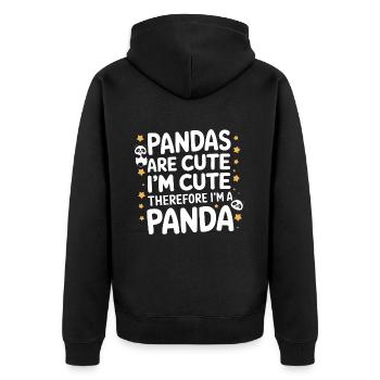 Pandabär Panda Tier Pandas - Unisex Premium Bio Zip Hoodie - Schwarz - Hinten - Nico (187cm)