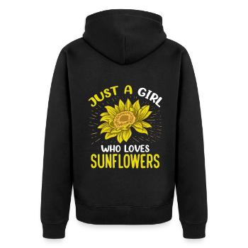Just A Girl Who Loves Sunflowers Funny Florist - Unisex Premium Bio Zip Hoodie - Schwarz - Hinten - Nico (187cm)