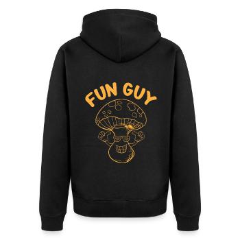 Fun Guy Mushroom Hunting Mycologist - Unisex Premium Organic Zip Hoodie - black - Back - Nico (187cm)