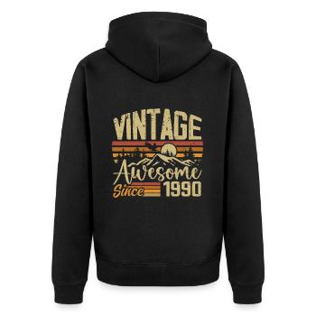 Vintage 1990 Rétro Cadeau D’anniversaire 1990 - Veste à capuche bio Premium Unisexe - noir - Dos - Nico (187cm)