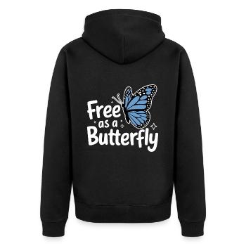 Schmetterling Monarchfalter Bunt Schmetterlinge - Unisex Premium Bio Zip Hoodie - Schwarz - Hinten - Nico (187cm)