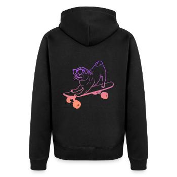 Skateboarding Tricks Skateboard Mops Skater - Unisex Premium Bio Zip Hoodie - Schwarz - Hinten - Nico (187cm)