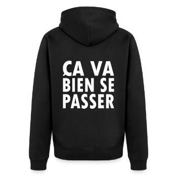 Ça va bien se passer - Unisex Premium Bio Zip Hoodie - Schwarz - Hinten - Nico (187cm)